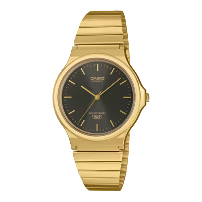 Reloj Análogo Clásico Dorado con Negra Unisex