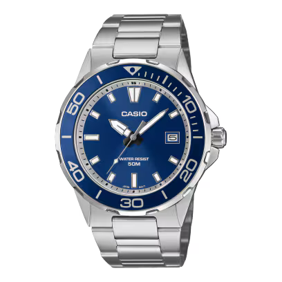 Reloj Análogo Casio Cuarzo Azul y Plateado de Hombre