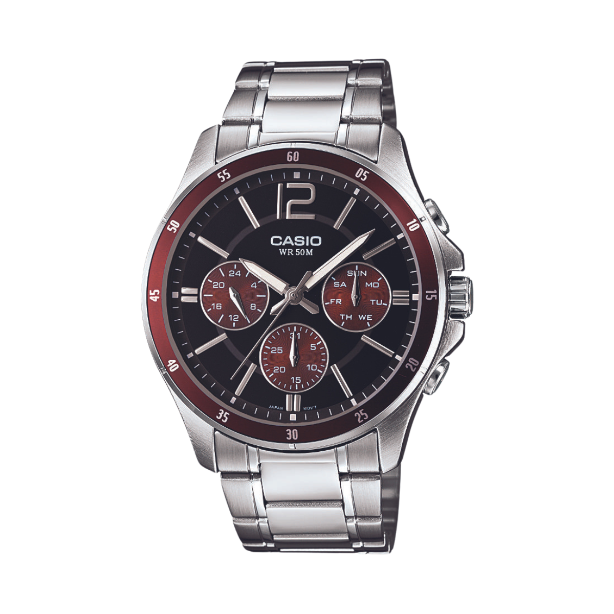 Reloj Análogo Multifunción Casual Plateado de Hombre