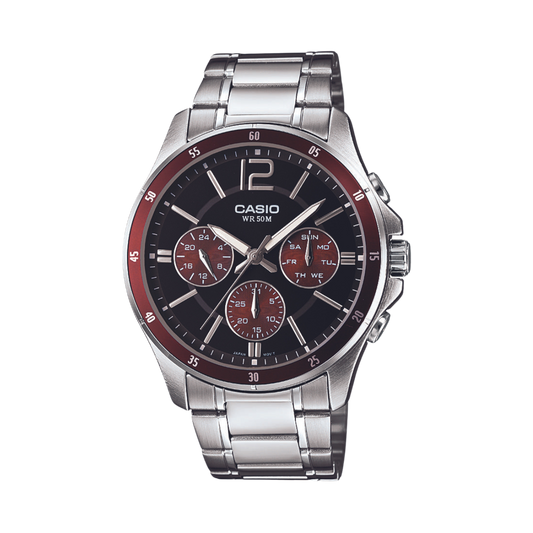 Reloj Análogo Multifunción Casual Plateado de Hombre