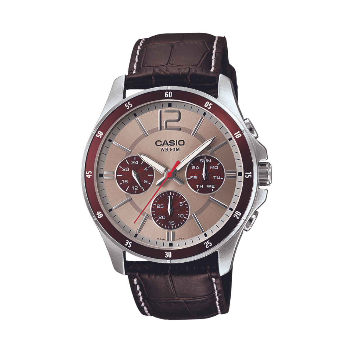 Reloj Análogo Multifunción Casual Rojo de Hombre