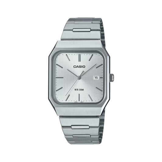 Reloj Análogo Clásico Plateado de Hombre