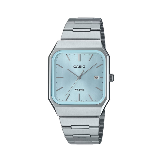 Reloj Análogo Clásico Plateado de Hombre