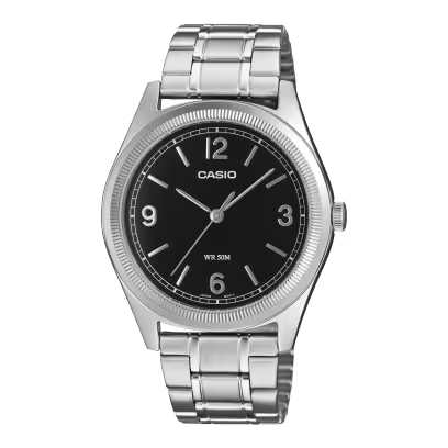 Reloj Análogo Clásico Plateado con Negro de Hombre