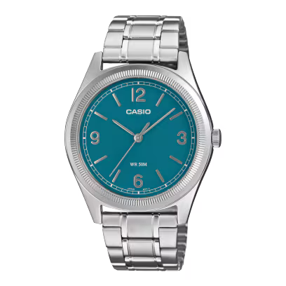 Reloj Análogo Clásico Plateado con Azul Oscuro de Hombre