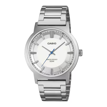 Reloj Análogo Casio Cuarzo Blanco y Plateado de Hombre