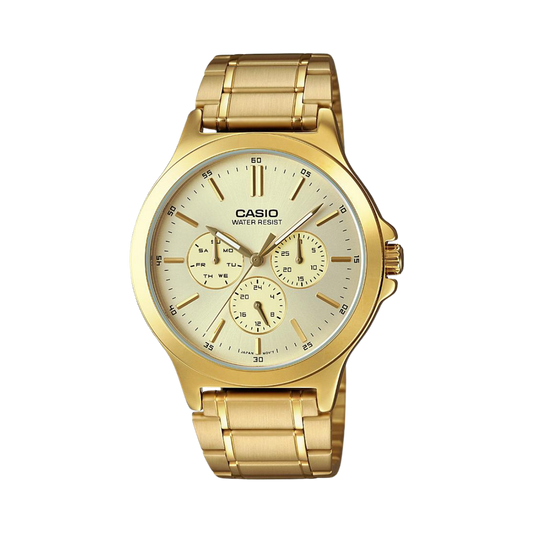 Reloj Análogo Multifunción Casual Dorado de Hombre