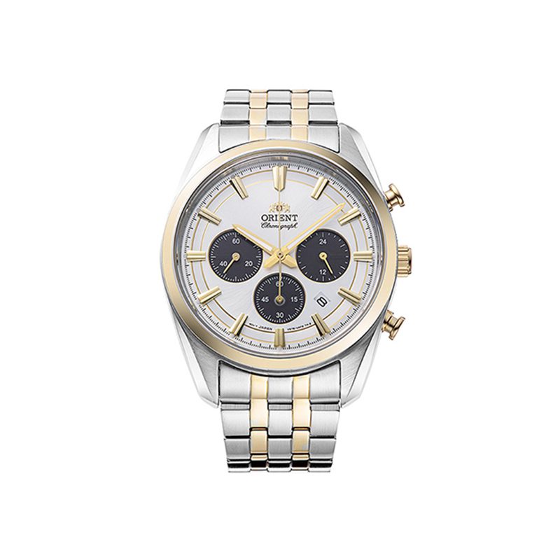 Reloj Orient Stretto Chronograph Solar Blanco Bicolor de Hombre