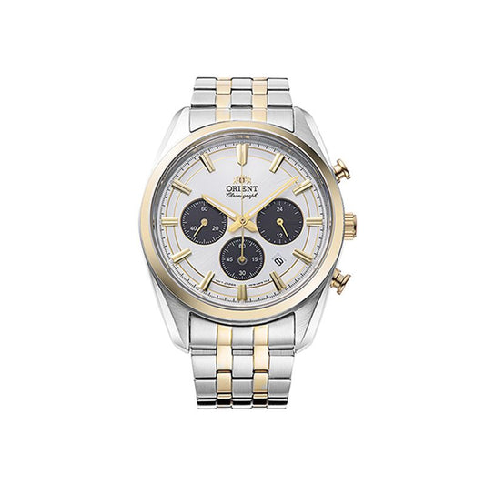 Reloj Orient Stretto Chronograph Solar Blanco Bicolor de Hombre