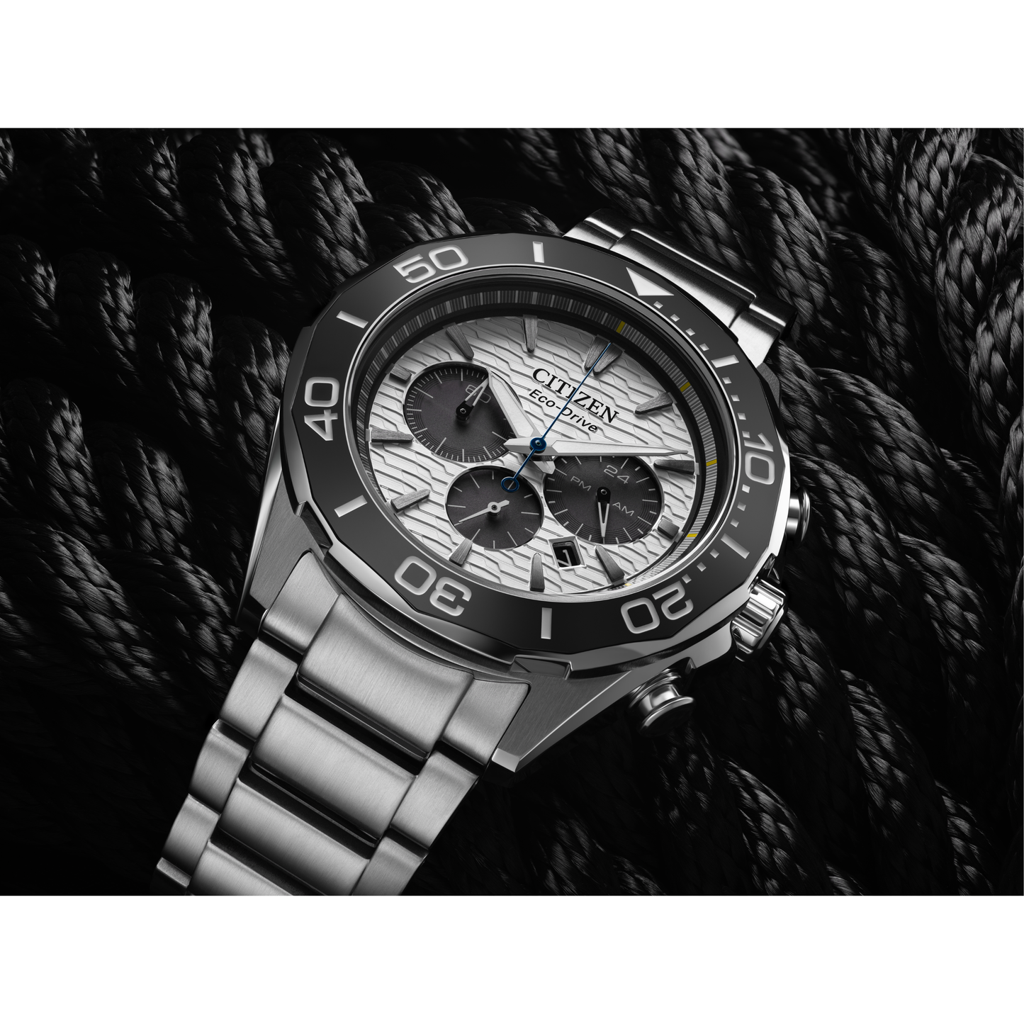 Reloj Análogo Eco-Drive Chrono Plateado de Hombre