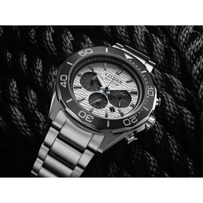 Reloj Análogo Eco-Drive Chrono Plateado de Hombre