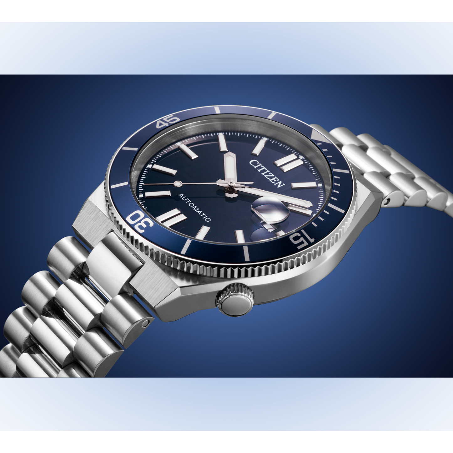 Reloj Análogo Automático Ejecutivo Citizen Tsuyosa Marine Plateado de Hombre