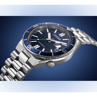 Reloj Análogo Automático Ejecutivo Citizen Tsuyosa Marine Plateado de Hombre