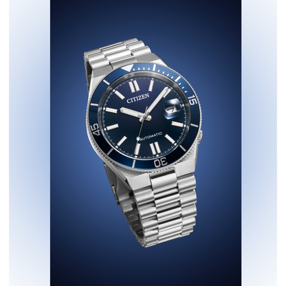 Reloj Análogo Automático Ejecutivo Citizen Tsuyosa Marine Plateado de Hombre