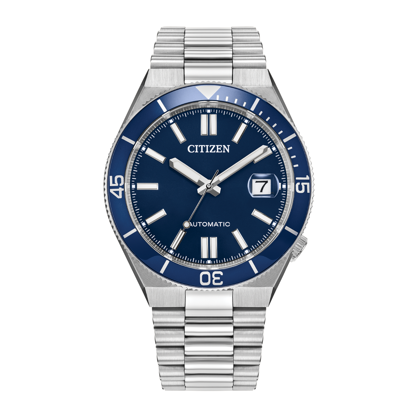 Reloj Análogo Automático Ejecutivo Citizen Tsuyosa Marine Plateado de Hombre