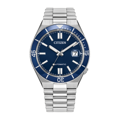 Reloj Análogo Automático Ejecutivo Citizen Tsuyosa Marine Plateado de Hombre