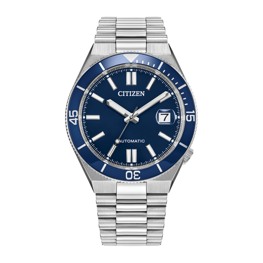 Reloj Análogo Automático Ejecutivo Citizen Tsuyosa Marine Plateado de Hombre