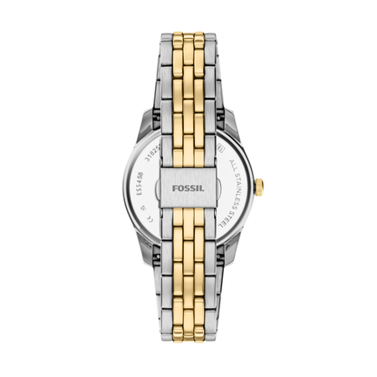 Reloj Análogo Ejecutivo Plateado Doble Tono de Mujer