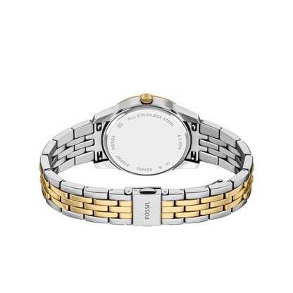 Reloj Análogo Ejecutivo Plateado Doble Tono de Mujer