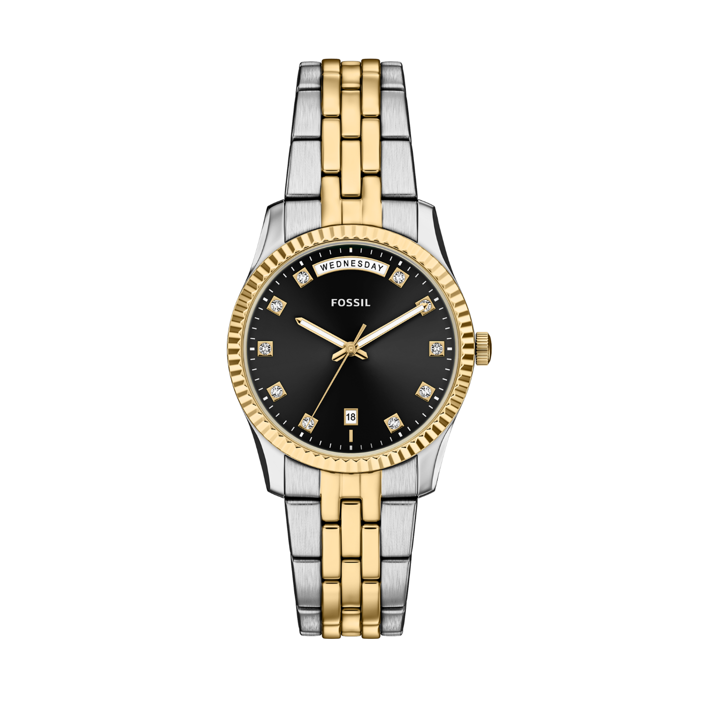 Reloj Análogo Ejecutivo Plateado Doble Tono de Mujer