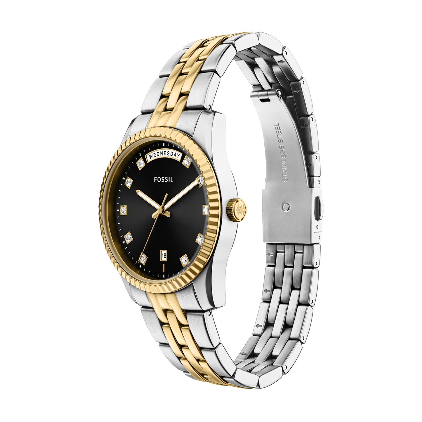 Reloj Análogo Ejecutivo Plateado Doble Tono de Mujer