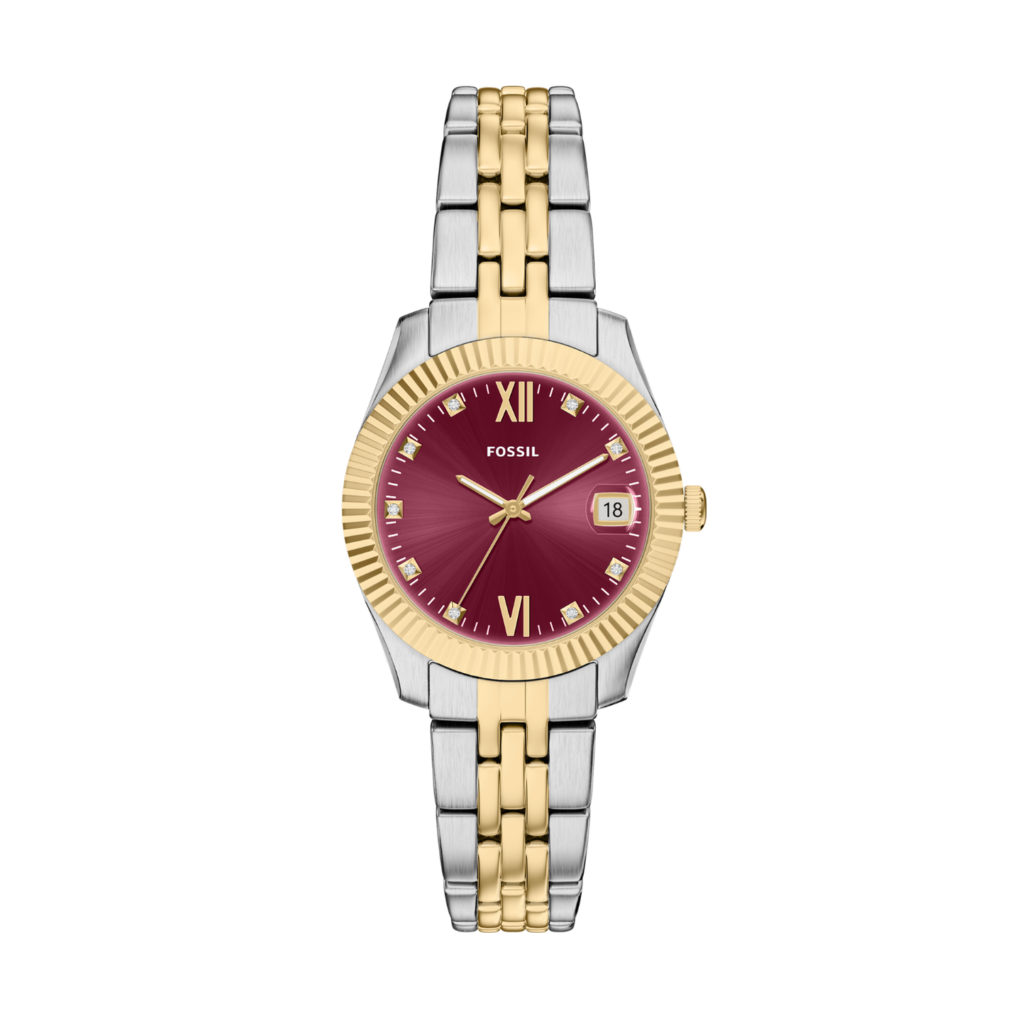 Reloj Análogo Ejecutivo Plateado Doble Tono de Mujer