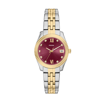 Reloj Análogo Ejecutivo Plateado Doble Tono de Mujer