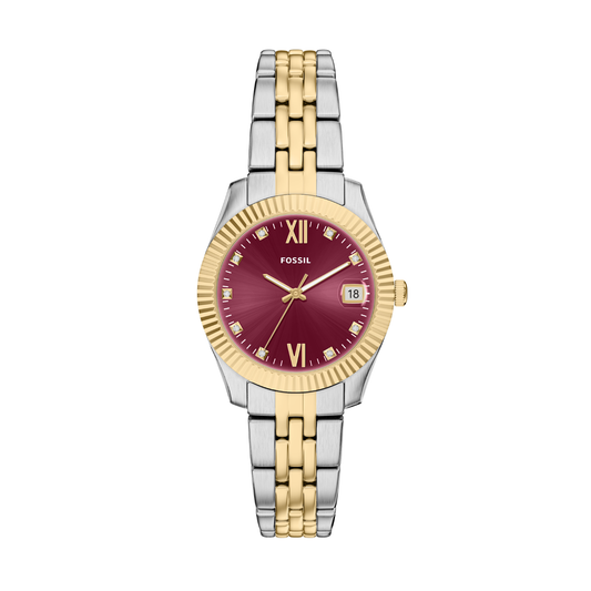 Reloj Análogo Ejecutivo Plateado Doble Tono de Mujer