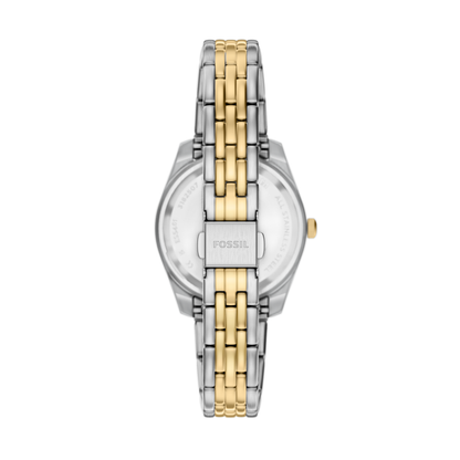 Reloj Análogo Ejecutivo Plateado Doble Tono de Mujer