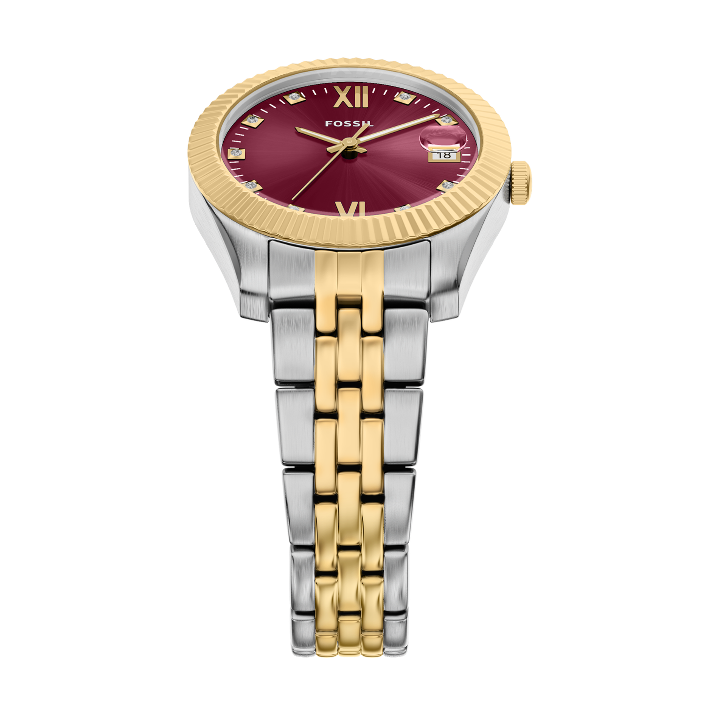 Reloj Análogo Ejecutivo Plateado Doble Tono de Mujer