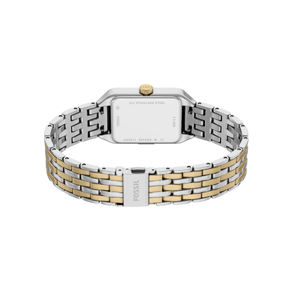 Reloj Análogo Ejecutivo Plateado Doble Tono de Mujer