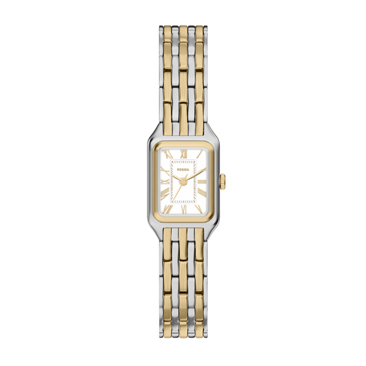 Reloj Análogo Ejecutivo Plateado Doble Tono de Mujer