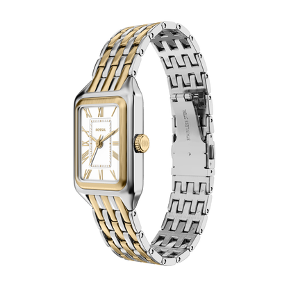 Reloj Análogo Ejecutivo Plateado Doble Tono de Mujer