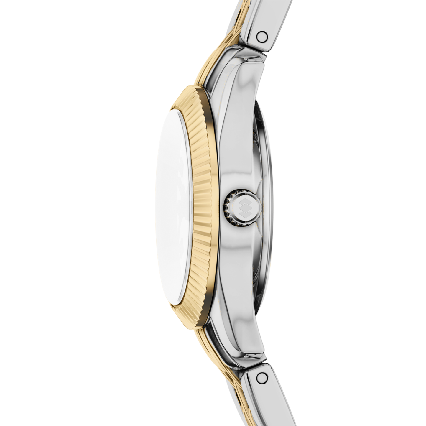 Reloj Análogo Ejecutivo Plateado Doble Tono de Mujer