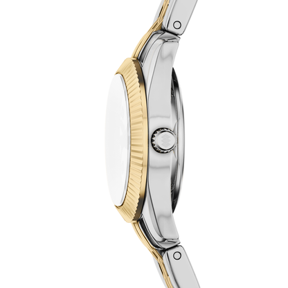 Reloj Análogo Ejecutivo Plateado Doble Tono de Mujer