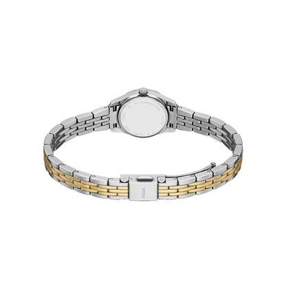 Reloj Análogo Ejecutivo Plateado Doble Tono de Mujer