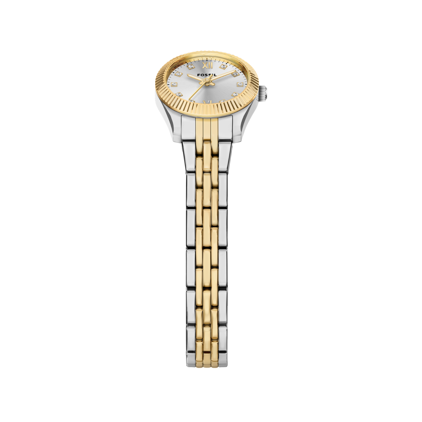 Reloj Análogo Ejecutivo Plateado Doble Tono de Mujer