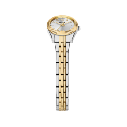 Reloj Análogo Ejecutivo Plateado Doble Tono de Mujer