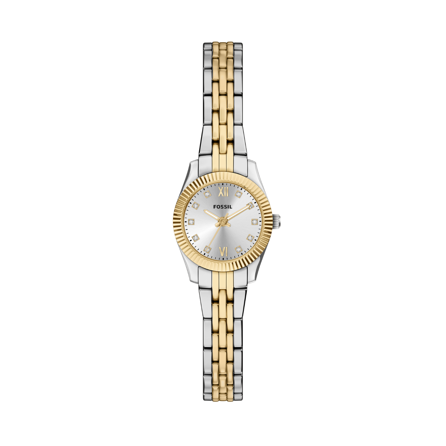 Reloj Análogo Ejecutivo Plateado Doble Tono de Mujer