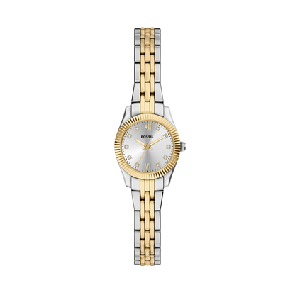 Reloj Análogo Ejecutivo Plateado Doble Tono de Mujer