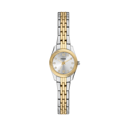 Reloj Análogo Ejecutivo Plateado Doble Tono de Mujer