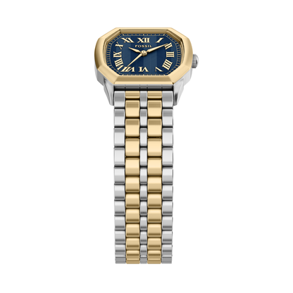 Reloj Análogo Ejecutivo Plateado Doble Tono de Mujer