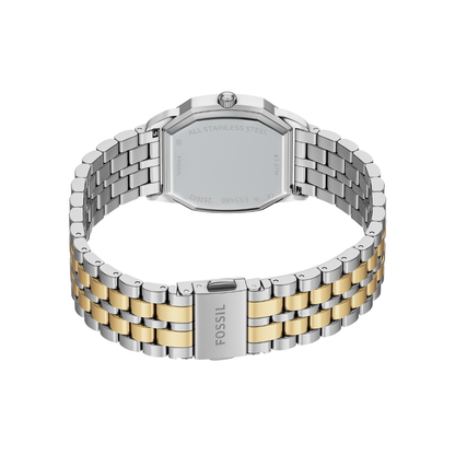 Reloj Análogo Ejecutivo Plateado Doble Tono de Mujer