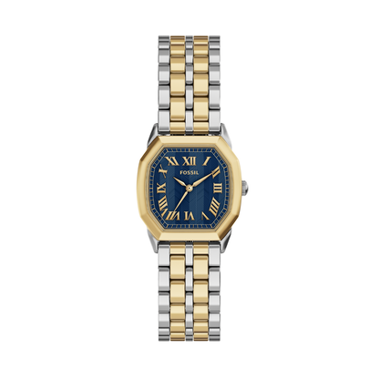 Reloj Análogo Ejecutivo Plateado Doble Tono de Mujer