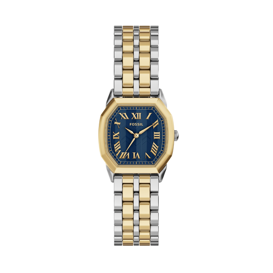 Reloj Análogo Ejecutivo Plateado Doble Tono de Mujer