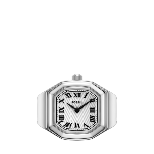 Reloj Análogo de Anillo Plateado de Mujer