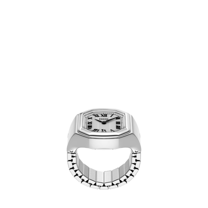Reloj Análogo de Anillo Plateado de Mujer