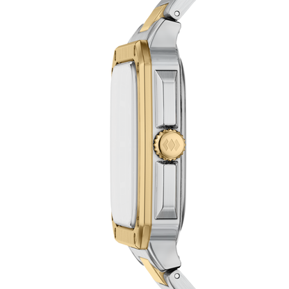 Reloj Análogo Casual Plateado Doble Tono de Hombre