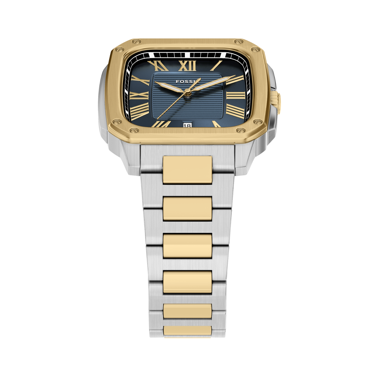 Reloj Análogo Casual Plateado Doble Tono de Hombre
