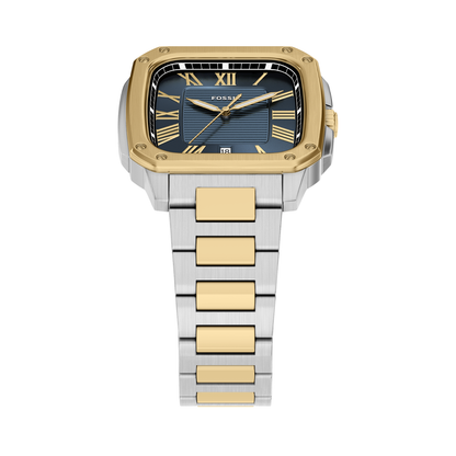 Reloj Análogo Casual Plateado Doble Tono de Hombre